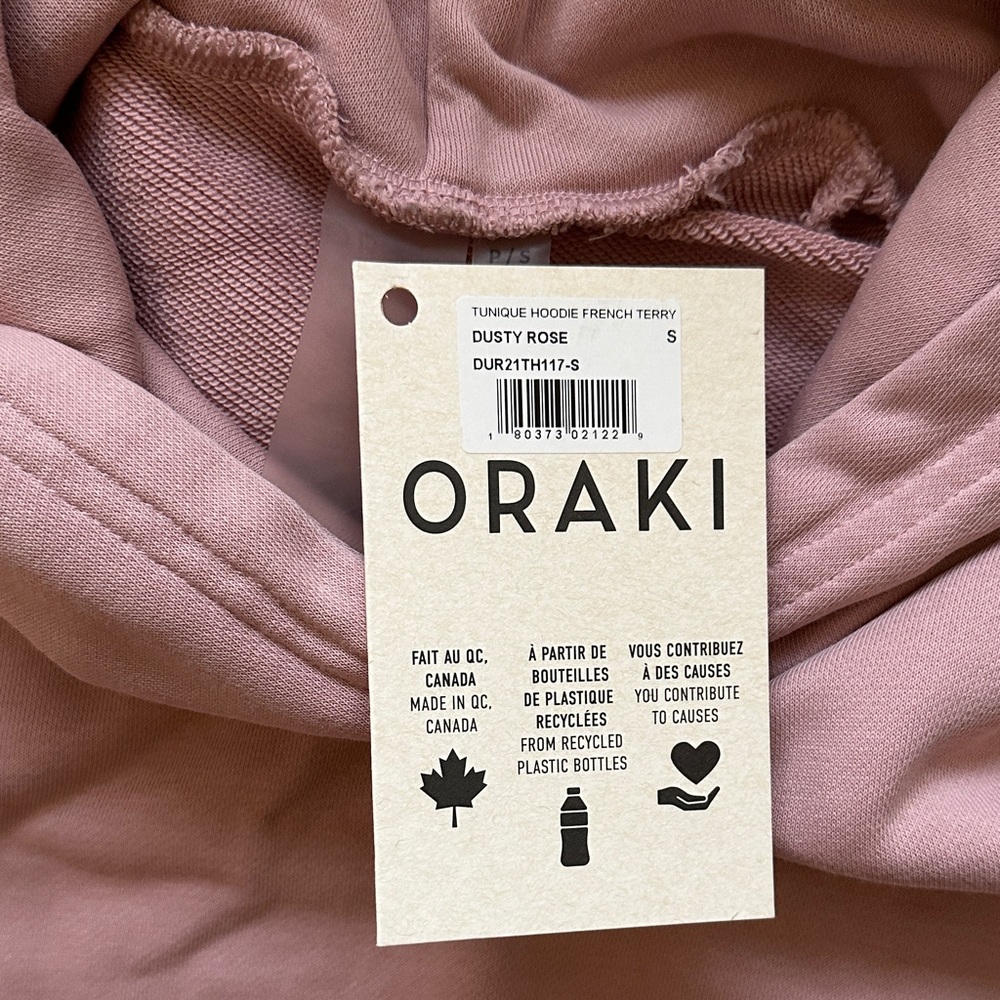 Oraki Dusty rose hoody tunic french terry - Picture 2 of 5